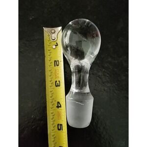 Clear Glass Decanter Bottle Stopper, 4.5" Tall, Solid Circle Excellent Condition